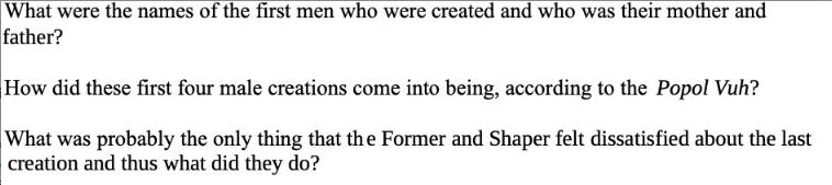 What were the names of the first men who were created and who was their mother and father? How did these