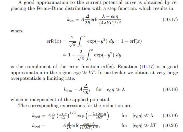 A good approximation to the current-potential curve is obtained by re- placing the Fermi-Dirac distribution