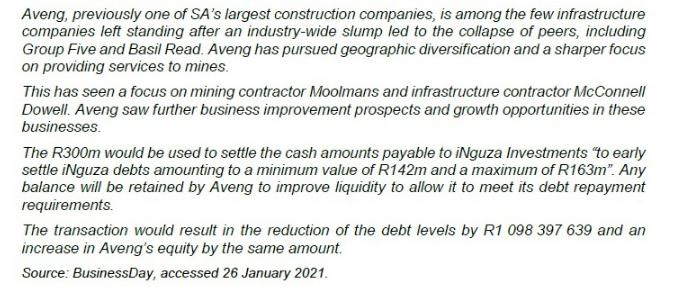 Aveng, previously one of SA's largest construction companies, is among the few infrastructure companies left