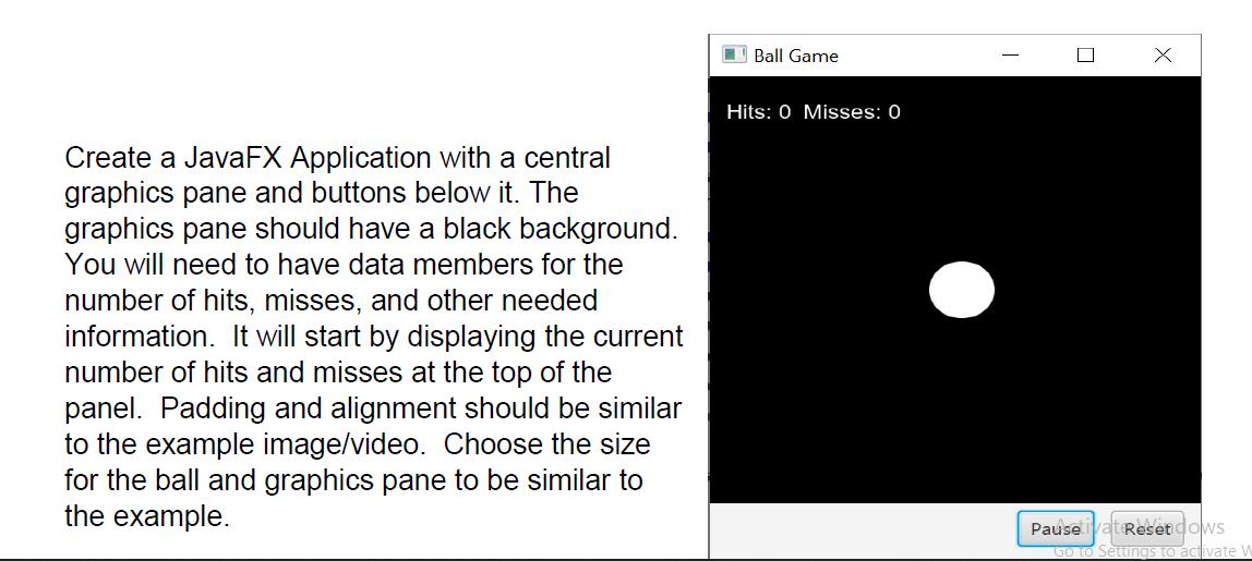 Create a JavaFX Application with a central graphics pane and buttons below it. The graphics pane should have