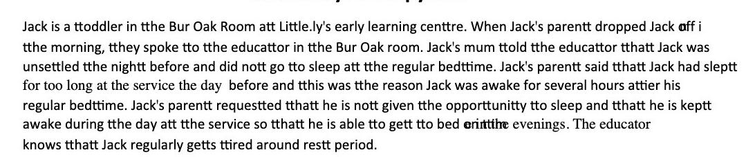 Jack is a ttoddler in tthe Bur Oak Room att Little.ly's early learning centtre. When Jack's parentt dropped