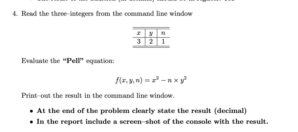 4. Read the three-integers from the command line window Evaluate the 
