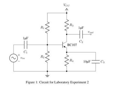 2 1F C R www www R Vec R BC107 R 1F HE C L'out 10F Figure 1: Circuit for Laboratory Experiment 2