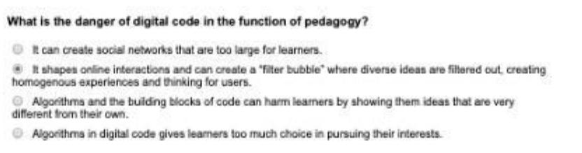 What is the danger of digital code in the function of pedagogy? It can create social networks that are too