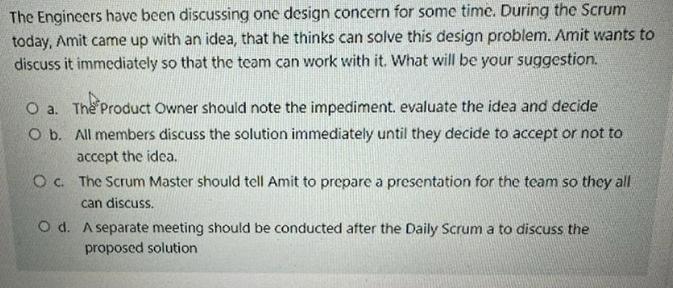 The Engineers have been discussing one design concern for some time. During the Scrum today, Amit came up