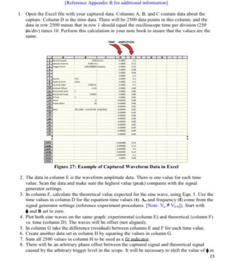 [Reference Appendix B for additional information] 1. Open the Excel file with your captured data. Columns A,