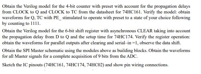 Obtain the Verilog model for the 4-bit counter with preset with account for the propagation delays from CLOCK