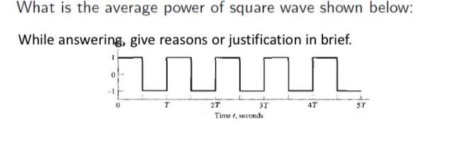 [Solved] What is the average power of square wave | SolutionInn