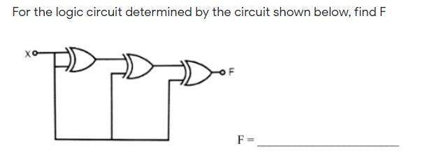 For the logic circuit determined by the circuit shown below, find F  F