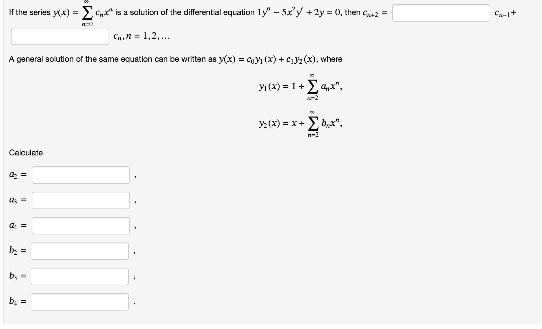 If the series y(x) = cnx