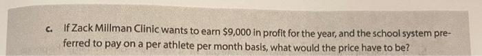 C. If Zack Millman Clinic wants to earn $9,000 in profit for the year, and the school system pre- ferred to