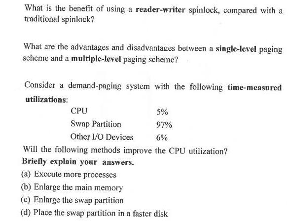 What is the benefit of using a reader-writer spinlock, compared with a traditional spinlock? What are the