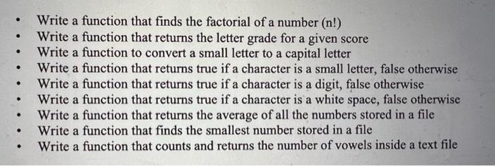 Write a function that finds the factorial of a number (n!) Write a function that returns the letter grade for