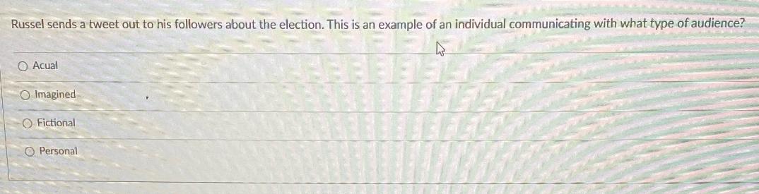 Russel sends a tweet out to his followers about the election. This is an example of an individual