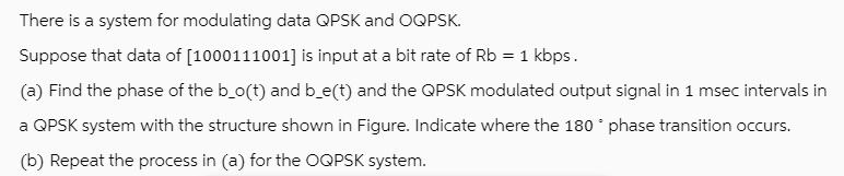 There is a system for modulating data QPSK and OQPSK. Suppose that data of [1000111001] is input at a bit
