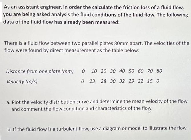 As an assistant engineer, in order the calculate the friction loss of a fluid flow, you are being asked