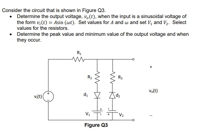 Consider the circuit that is shown in Figure Q3. Determine the output voltage, vo(t), when the input is a