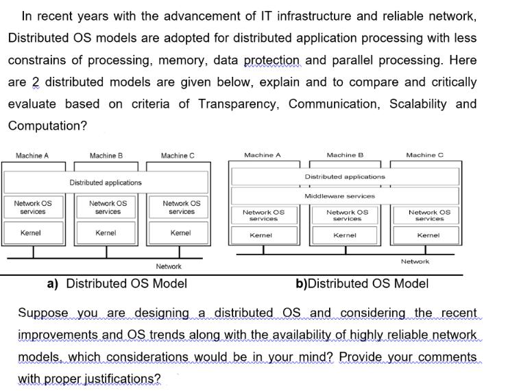 In recent years with the advancement of IT infrastructure and reliable network, Distributed OS models are