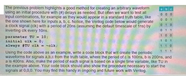 The previous problem highlights a good method for creating an arbitrary waveform using an initial procedure