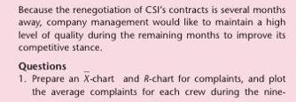 Because the renegotiation of CSI's contracts is several months away, company management would like to