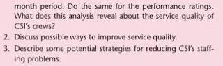 month period. Do the same for the performance ratings. What does this analysis reveal about the service