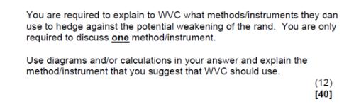 You are required to explain to WVC what methods/instruments they can use to hedge against the potential