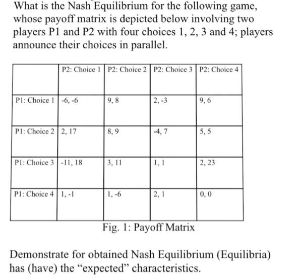 What is the Nash Equilibrium for the following game, whose payoff matrix is depicted below involving two
