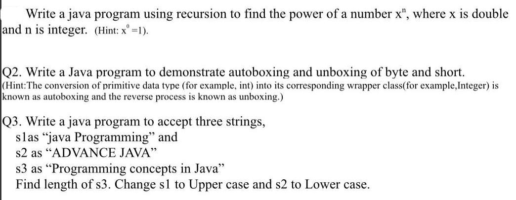 Write a java program using recursion to find the power of a number x