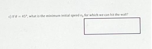 c) If 0=45, what is the minimum initial speed v, for which we can hit the wall?