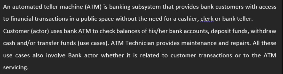 An automated teller machine (ATM) is banking subsystem that provides bank customers with access to financial