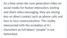 At a time when the new generation relies on social media for human interaction, texting and short video