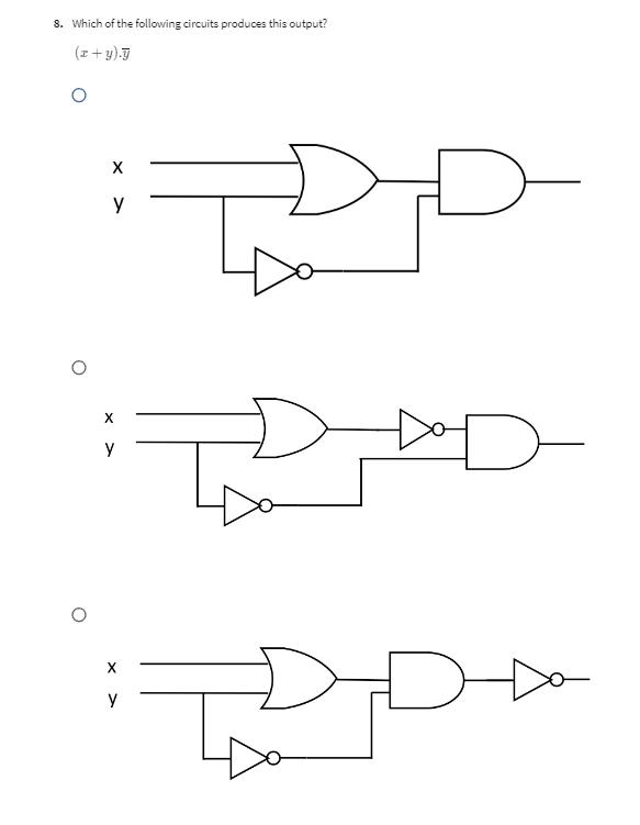 8. Which of the following circuits produces this output? (z+y).y X  X  y TOP D