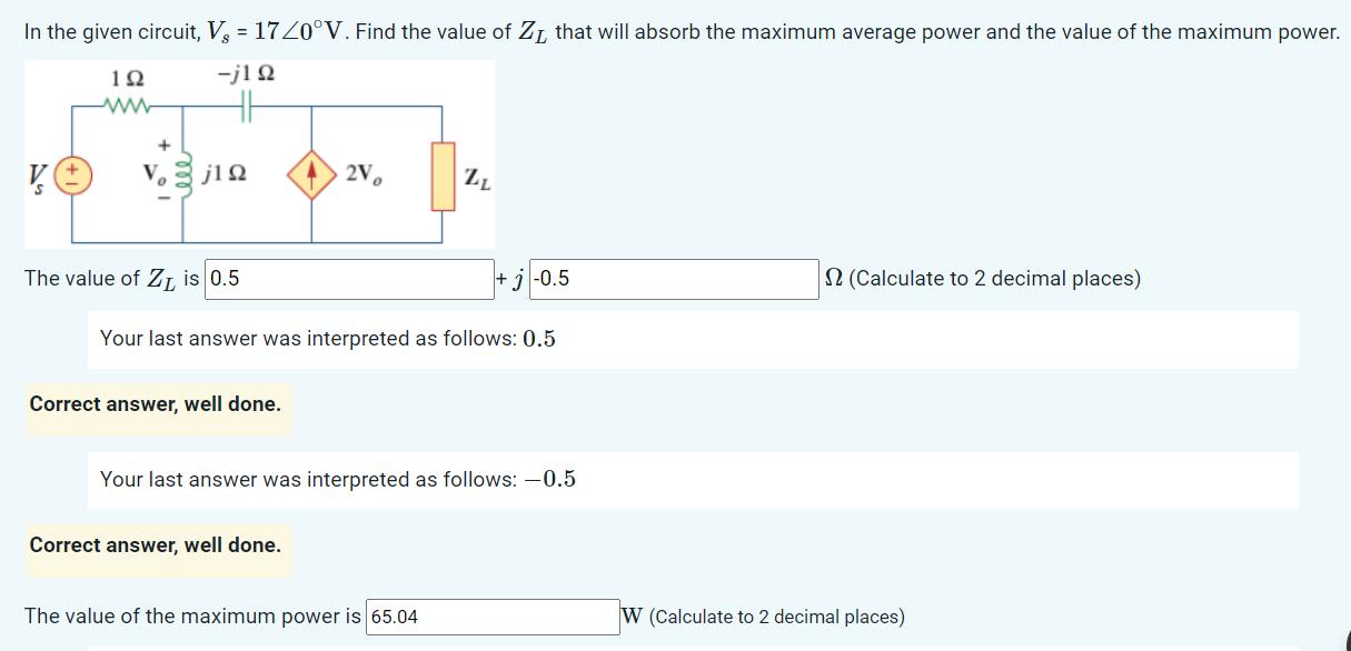In the given circuit, V = 17/0V. Find the value of Z, that will absorb the maximum average power and the