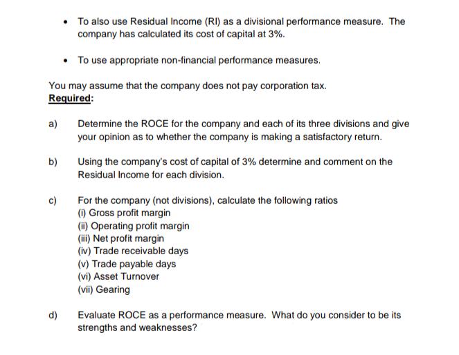 To use appropriate non-financial performance measures. You may assume that the company does not pay