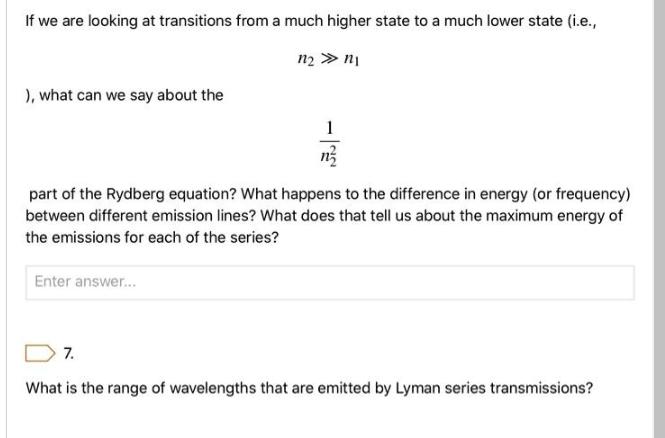 If we are looking at transitions from a much higher state to a much lower state (i.e., n  n1 ), what can we
