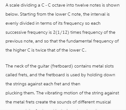 A scale dividing a C-C octave into twelve notes is shown below. Starting from the lower C note, the interval