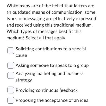 While many are of the belief that letters are an outdated means of communication, some types of messaging are