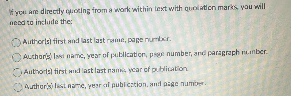 If you are directly quoting from a work within text with quotation marks, you will need to include the: