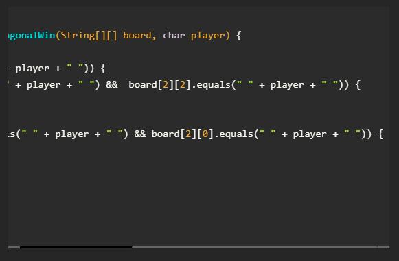 gonalWin(String[][] board, char player) { player + 