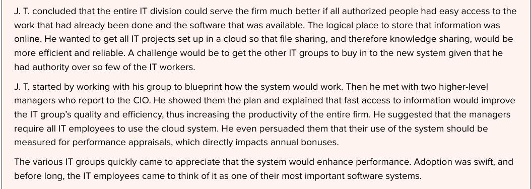J. T. concluded that the entire IT division could serve the firm much better if all authorized people had