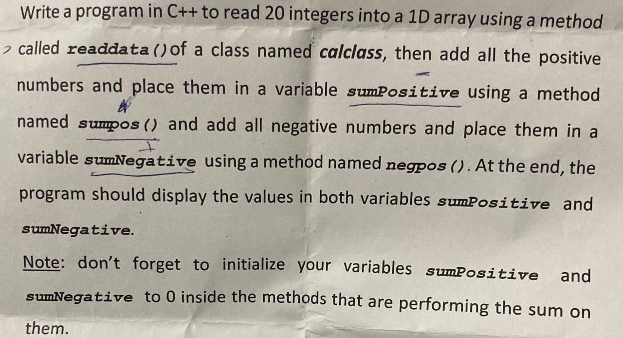 Write a program in C++ to read 20 integers into a 1D array using a method > called readdata () of a class