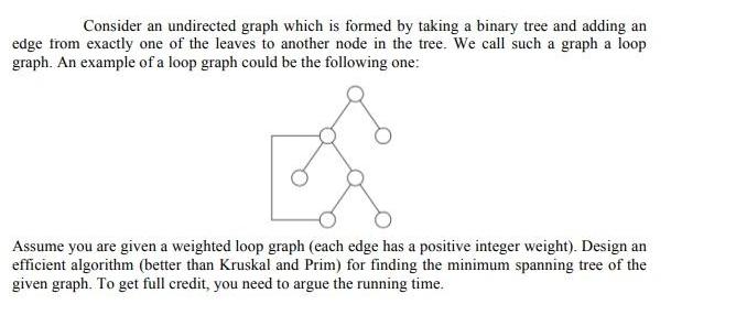 Consider an undirected graph which is formed by taking a binary tree and adding an edge from exactly one of