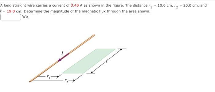 A long straight wire carries a current of 3.40 A as shown in the figure. The distance r = 10.0 cm, r = 20.0