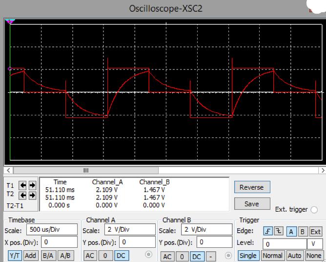 < T2 T2-T1 Time 51.110 ms 51.110 ms 0.000 s Timebase Scale: 500 us/Div X pos. (Div): 0 Y/T Add B/A A/B III