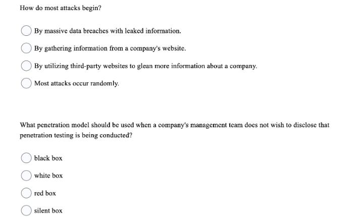 How do most attacks begin? By massive data breaches with leaked information. By gathering information from a