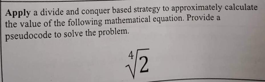 Apply a divide and conquer based strategy to approximately calculate the value of the following mathematical