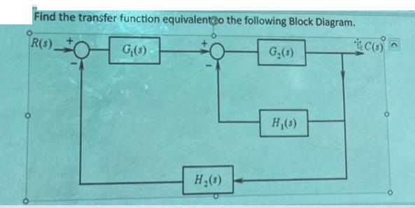 Find the transfer function equivalent@o the following Block Diagram. R(s). G(s) H(s) G(s) H,(s) Co