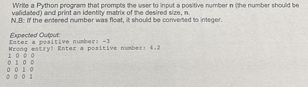 Write a Python program that prompts the user to input a positive number n (the number should be validated)