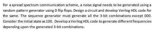 For a spread spectrum communication scheme, a noise signal needs to be generated using a random pattern