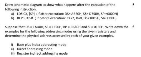 Draw schematic diagram to show what happens after the execution of the following instruction. a) LDS CX, [SP]